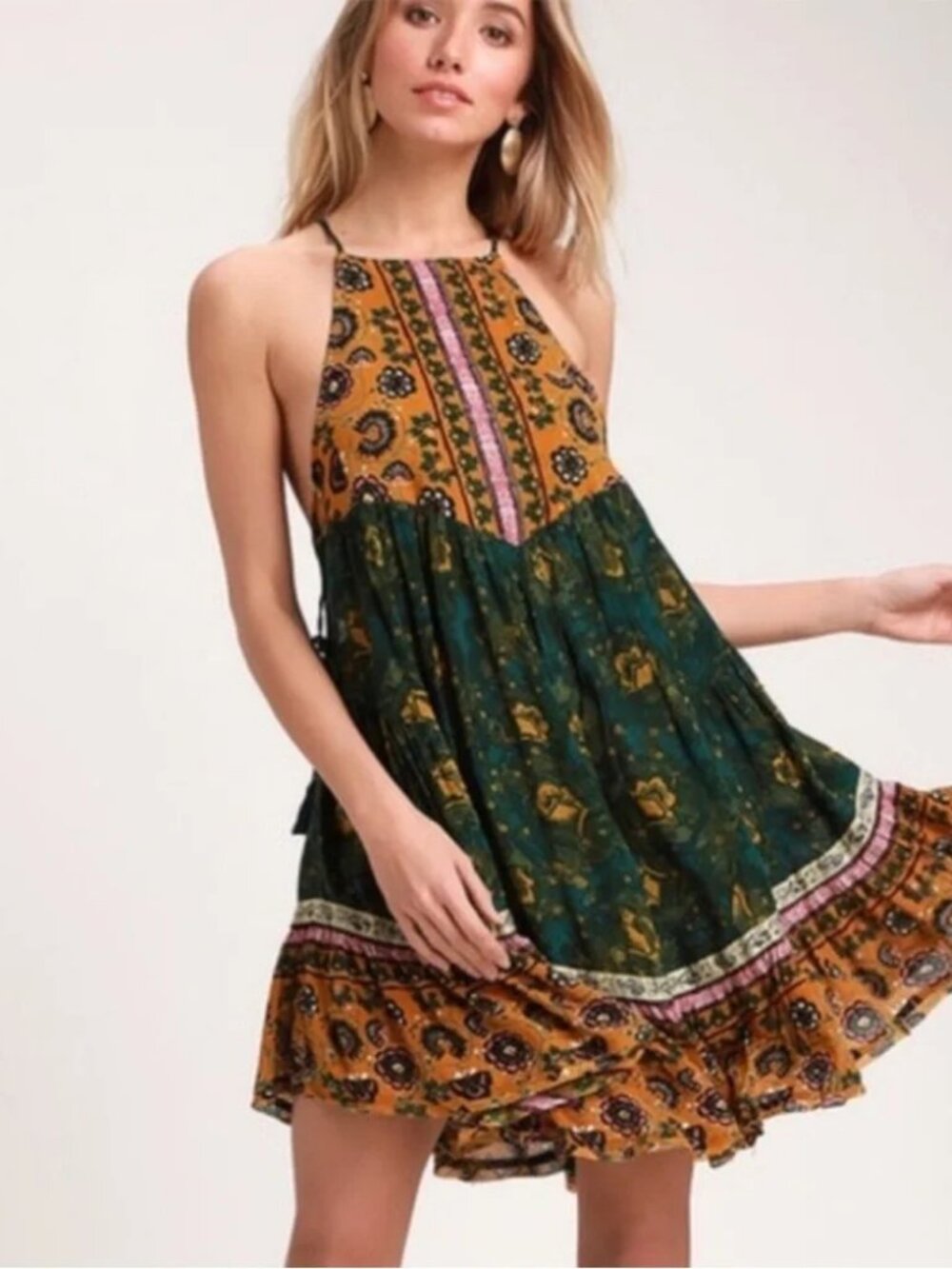 Intimately Free People Casablanca Mixed Print Mini Slip Boho Dress XS